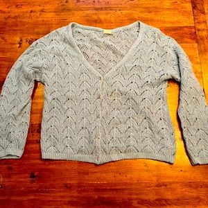 Adorable Wilfred/Aritzia feminine blue crocheted sweater